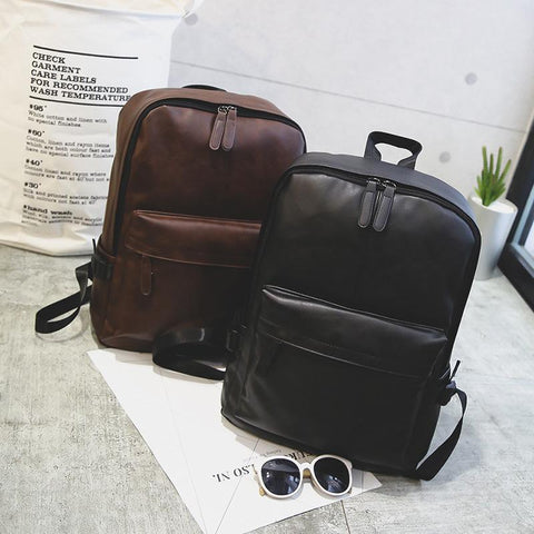 Business Large Capacity Men&#39;s Backpack Leisure Soft Leather-BS00340-Veeddydropshipping
