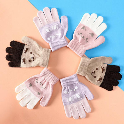 3-6 Year Baby Boy Girl Winter Gloves Cute Cartoon Bear Cat Glove-TB00734-Veeddydropshipping