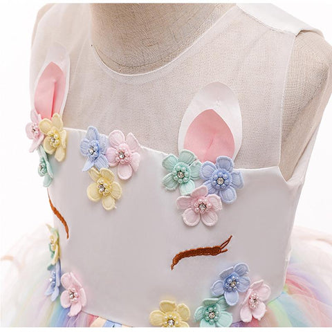 Baby Girls Unicorn Tutu Dress Pastel Rainbow Princess Girls Birthday Party-TB00830-Veeddydropshipping