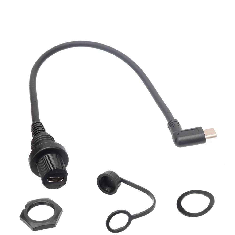30cm Right Angle USB Type C 2.0 Car Mount Dash Flush Waterproof Extension -CE01163-Veeddydropshipping