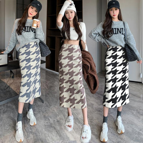 Women Knitted Long Skirts High Waist-WF00635-Veeddydropshipping