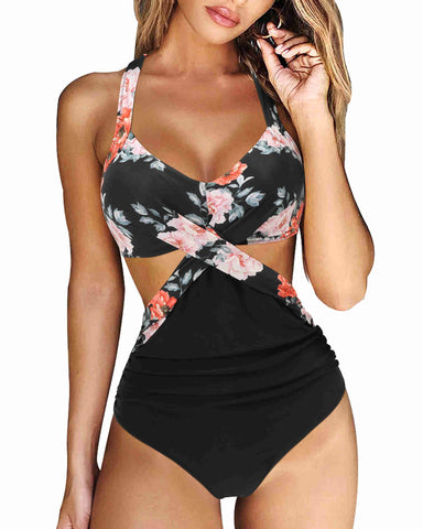 One Piece Tankini Swimwear 2023 New Solid Halter Plus Size Brazil Beach Push-Up -OS00048-Veeddydropshipping