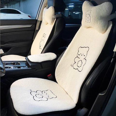 Four Seasons Ins Cute Lamb wool Seat Cover Three-piece-AM01528-Veeddydropshipping