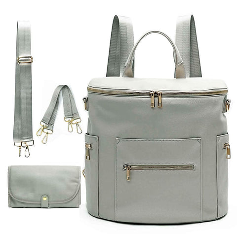 2022 New Fashion Mommy Bag Pu Leather Diaper Backpack Bag-TB00256-Veeddydropshipping