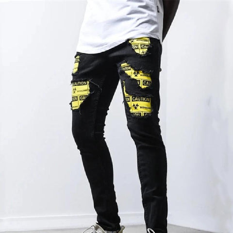 Pants Fashion Letter Patch Mid Waist Slim Fitting-MF00531-Veeddydropshipping