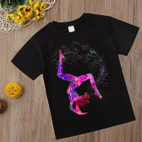 Watercolor Gymnastics T Shirt New Kids Girl Tshirt Kawaii gymnastics art Top-TB01143-Veeddydropshipping