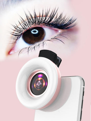 Macro Lens for Mobile 15X Fill Ring Light Selfie Live Lamp Camera Lens with LED Universal Flash-PA00646-Veeddydropshipping