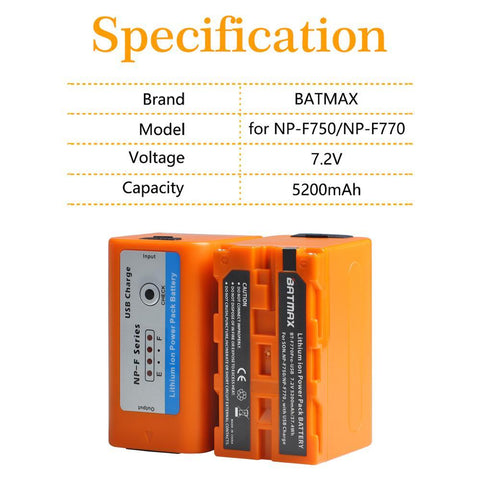 5200mAH USB Output NP-F750 F730 F770 Battery LED Power Indicator -CE00415-Veeddydropshipping