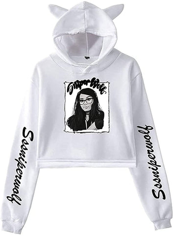 Pullover Cat Cropped Hoodie Crop Top-MF00272-Veeddydropshipping
