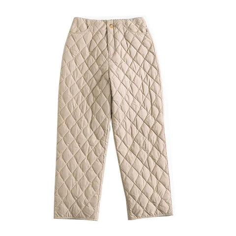 Ankle-length Pants Women Warm Cotton Straight Leg Pant-WF00478-Veeddydropshipping