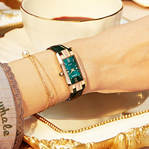 Green Wrist Clock Diamond Quartz Watch Ladies Watches -JW00955-Veeddydropshipping