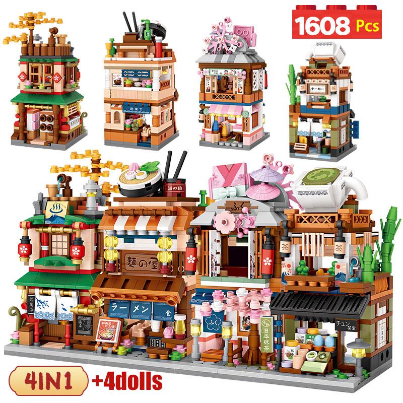 1608pcs Mini City Street View House Japanese Store 4 in 1 Model Building-TB01485-Veeddydropshipping