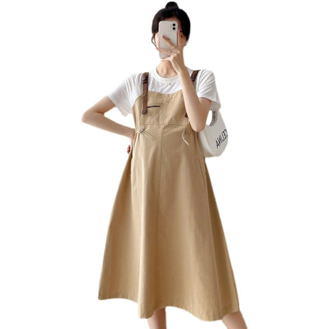 7025# Patchwork One Piece Maternity Dress Summer Korean Fashion-TB00572-Veeddydropshipping