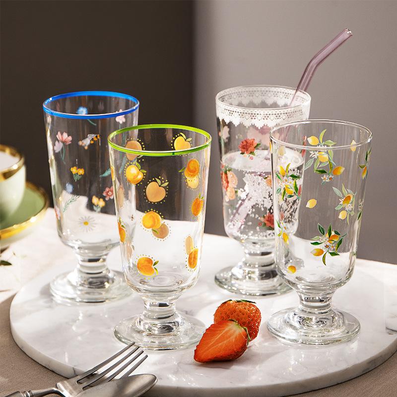 Clear Bar Drinking Goblet Penh Printed Glass Cup-HA01283-Veeddydropshipping