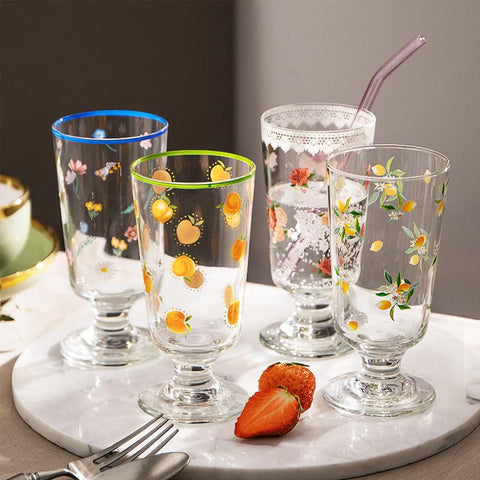 Clear Bar Drinking Goblet Penh Printed Glass Cup-HA01283-Veeddydropshipping