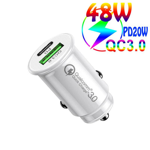 48W Mini USB Car Charger Dual USB type-c-PA01180-Veeddydropshipping