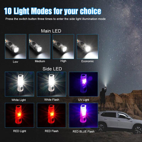 Mini Keychain Flashlight LED Rechargeable Torch Portable Magnetic USB-TI00790-Veeddydropshipping