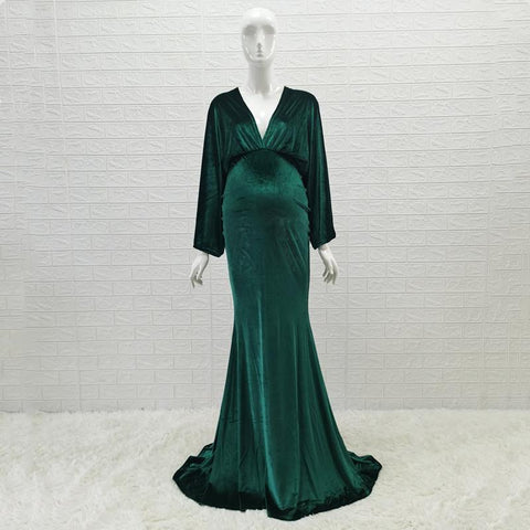 2021 Winter Velvet Boho Maternity Long Dress For Photo Shoot Bohemian-TB00608-Veeddydropshipping