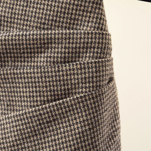 Winter Woolen Houndstooth Hip Skirt for Women-WF00090-Veeddydropshipping
