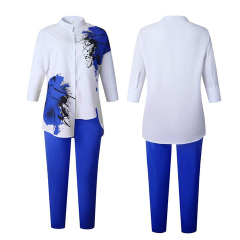 2 Piece Set Women Slim Sleeve Prints-WF01689-Veeddydropshipping