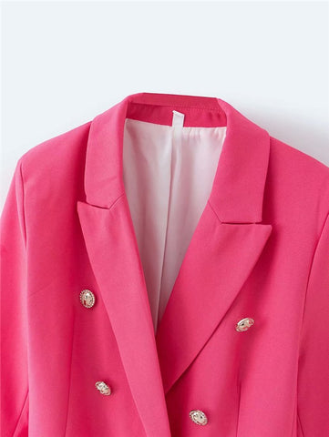 Elegant women chic button blazer female slim notched suits-Veeddydropshipping