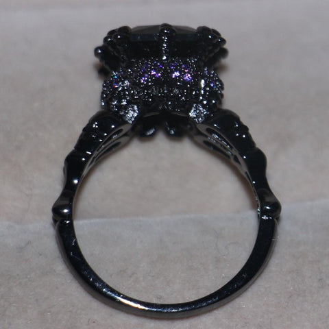 Vintage Jewelry Black Gold Filled black Cubic Zirconia rings -JW00429-Veeddydropshipping