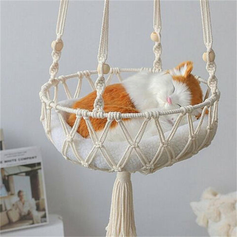 Hand Woven Cat Swing Tapestry Bed-HA01642-Veeddydropshipping