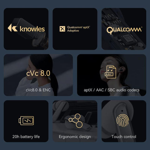 W1 QCC 3040 Bluetooth 5.2 Earphones,Apt-X/AAC Moving iron-CE01066-Veeddydropshipping