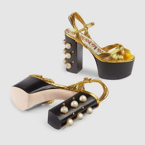 Metal Platform Sandals Large 34-42 Super High Heel Thick Bottom Rivet-BS00846-Veeddydropshipping