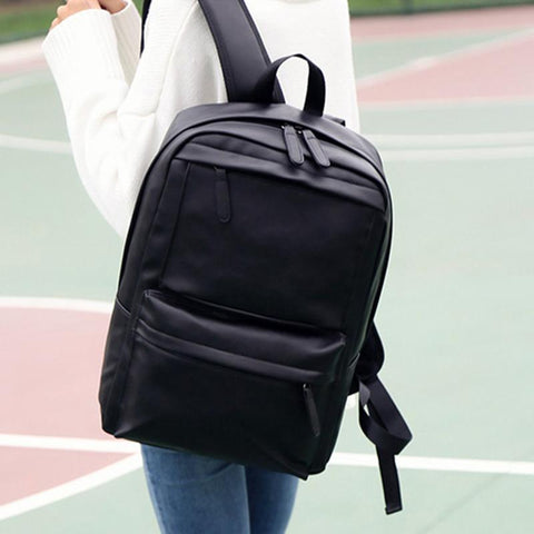 Style PU Leather Backpack Double Bib Horizontal Pull Backpack Computer Bag-BS00059-Veeddydropshipping