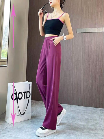 Women Wide Leg Casual High Waist Straight Pants-WF00356-Veeddydropshipping