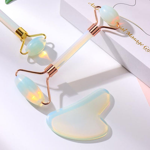 Face and Gua Sha Set - Beauty Cosmetic Facial Skin Roller Opal-BH01394-Veeddydropshipping