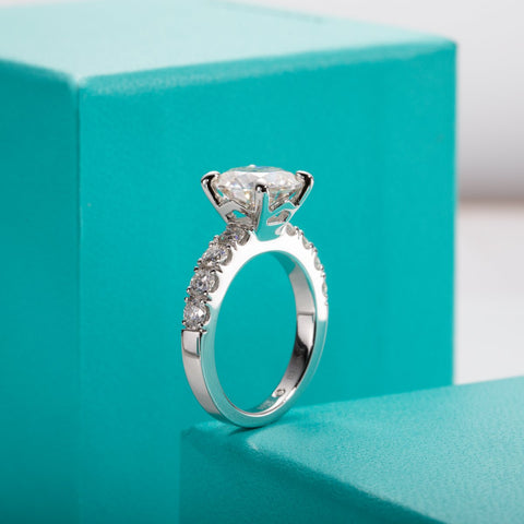 4.3cttw D Color Moissanite Engagement Rings 925 Sterling Silver-JW00002-Veeddydropshipping