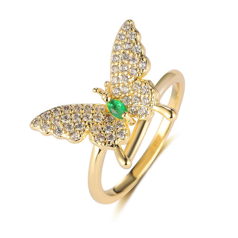Copper Cubic Zirconia Butterfly Jewelry Wholesale Women Fashion Ring-JW01403-Veeddydropshipping