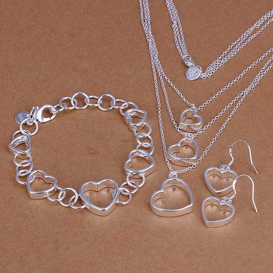 925 sterling Silver  bracelet Earrings fashion jewelry sets -JW00309-Veeddydropshipping