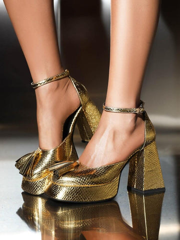 Strap Chunky Heel Gold Silver Bling Sandals Fashion Sexy Marry Jane-BS00820-Veeddydropshipping