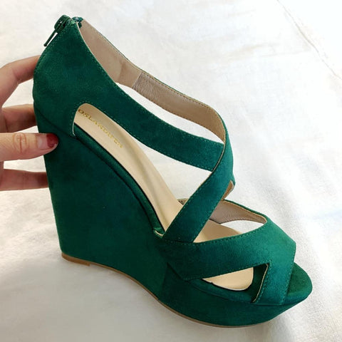 Women Casual Office Flock Leather Wedges High Heels Platform-BS00831-Veeddydropshipping