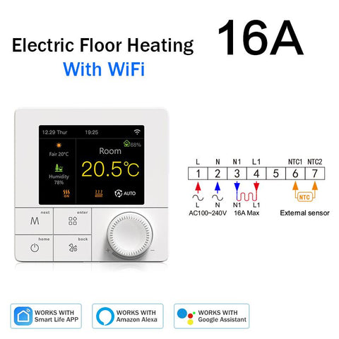Smart Tuya Room Wifi Thermostat Underfloor Heating Programmable Digital-TI01015-Veeddydropshipping