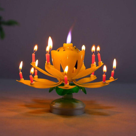 Music Lotus Birthday Candle Music Rotating Candle-HA00359-Veeddydropshipping