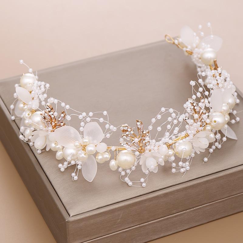 Pearl Flower Headband Bridal headdress Wedding  -JW00488-Veeddydropshipping