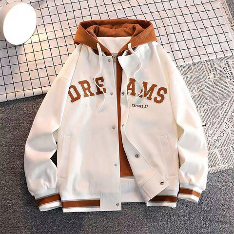 Baseball Suit, Fake Two-piece Fashion, Versatile Hooded3