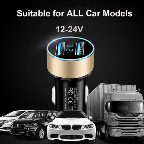 Dual USB Car Charger Digital LED   Socket Lighter Phone Charge-Veeddydropshipping