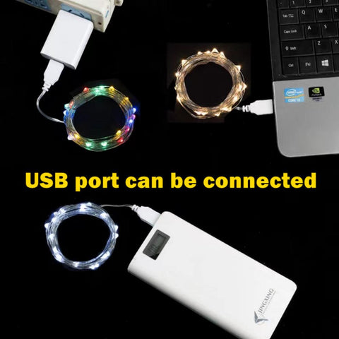 3/10/20M USB LED String Lights Copper Silver Wire Garland Light Waterproof-TI00916-Veeddydropshipping
