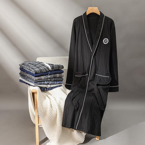 Men Kimono Robes Male Robes Long Bath Robe Dressing Gown sleep-MF01603-Veeddydropshipping