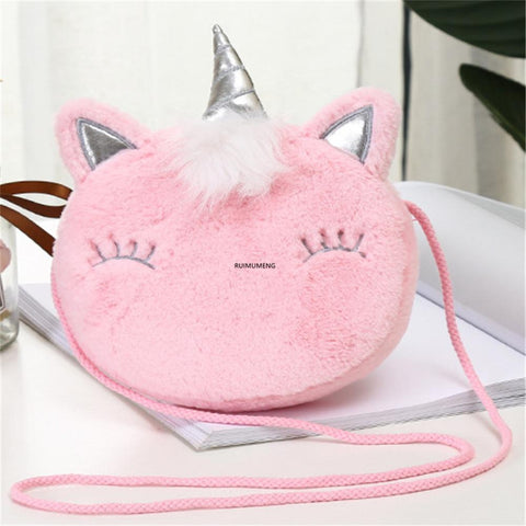 Horse Unicorn Plush Messenger Bag , Small Coin Purse-BS00411-Veeddydropshipping