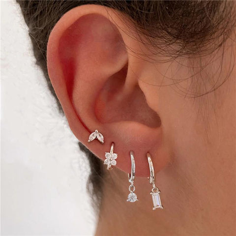 2PC Stainless Steel Little Huggies Hoop Earrings For Women -JW00265-Veeddydropshipping
