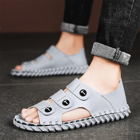 Slippers Male Beach Ankle Shoes Outdoor Hiking Leather-BS01529-Veeddydropshipping