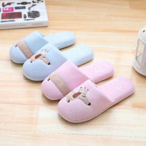 Dog Plush Cotton Slippers Slip On Dachshund-BS01182-Veeddydropshipping