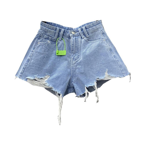 Women Denim Shorts High Waist Jeans-WF00613-Veeddydropshipping