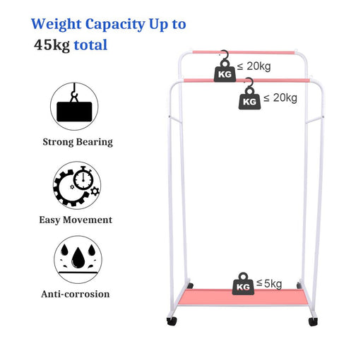 Heavy Duty Clothes Rack Garment Rail Rolling-HA01556-Veeddydropshipping